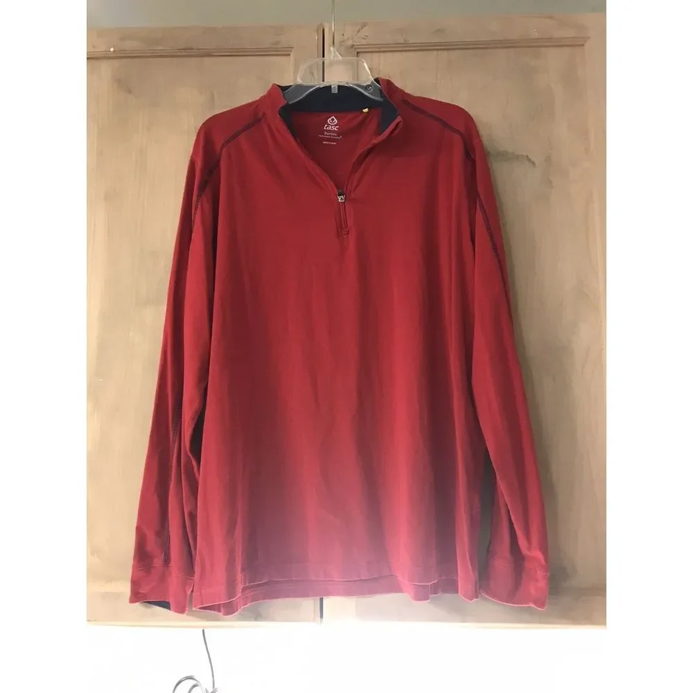 Task Bamboo Performance Technology LS 3/4‎ Zip Sz Lg Red